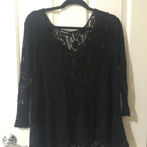 Sheer Lace Long Sleeve Flowy Top